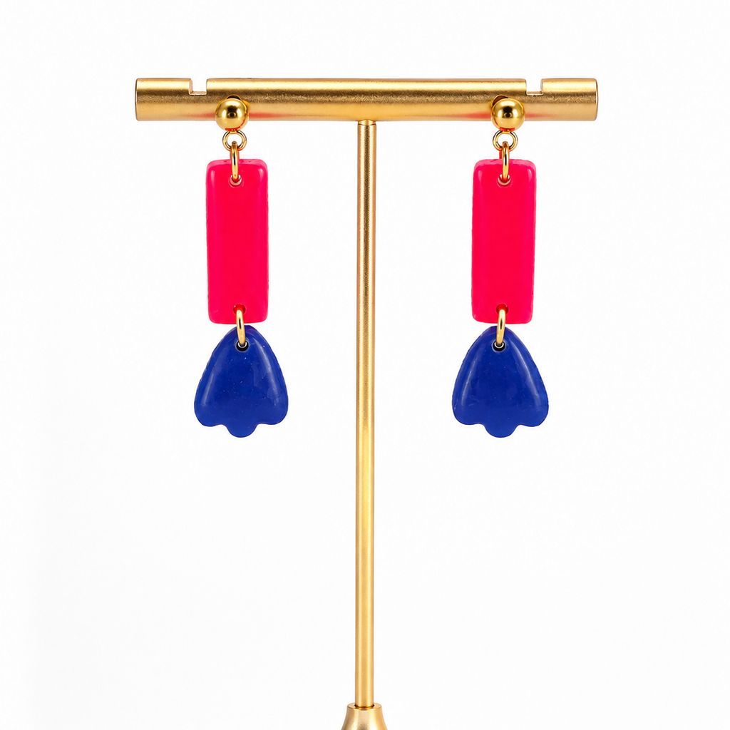 Boucles d'oreilles longues tulipes bleue ou corail