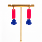 Boucles d'oreilles longues tulipes bleue ou corail