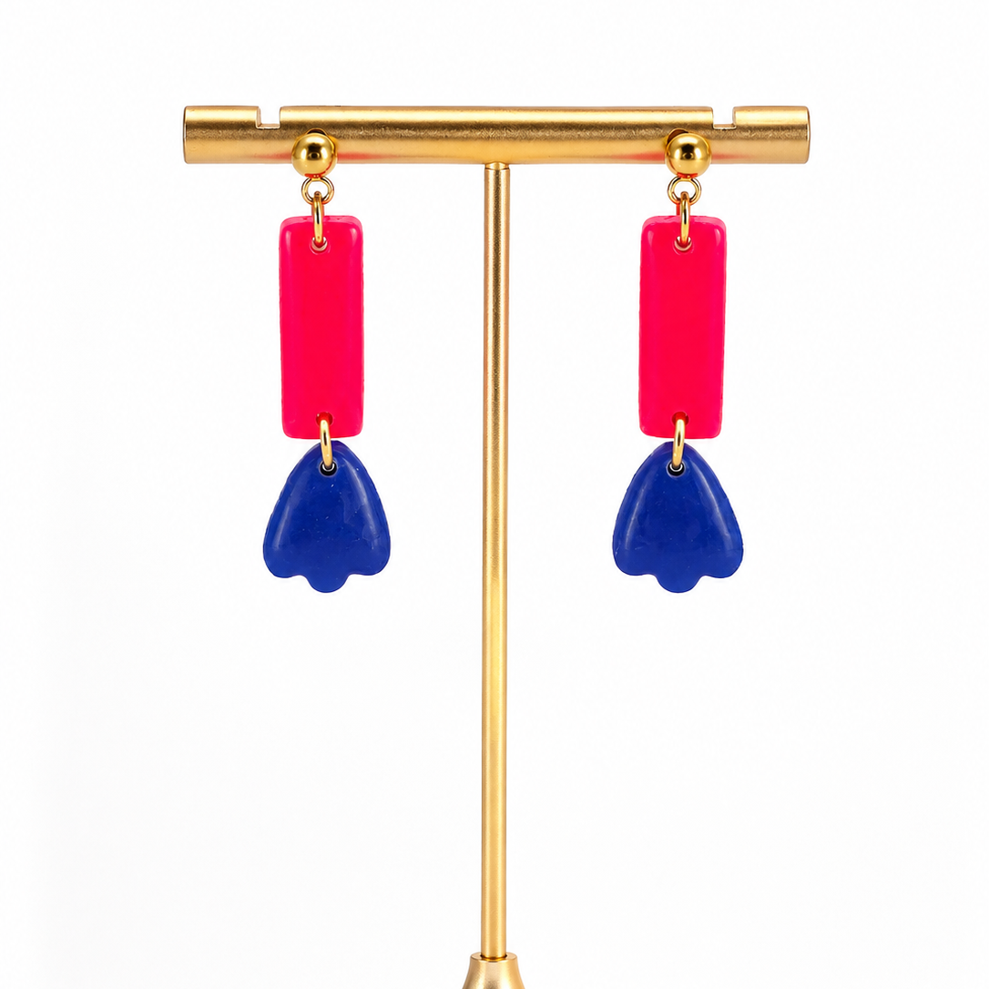 Boucles d'oreilles longues tulipes bleue ou corail