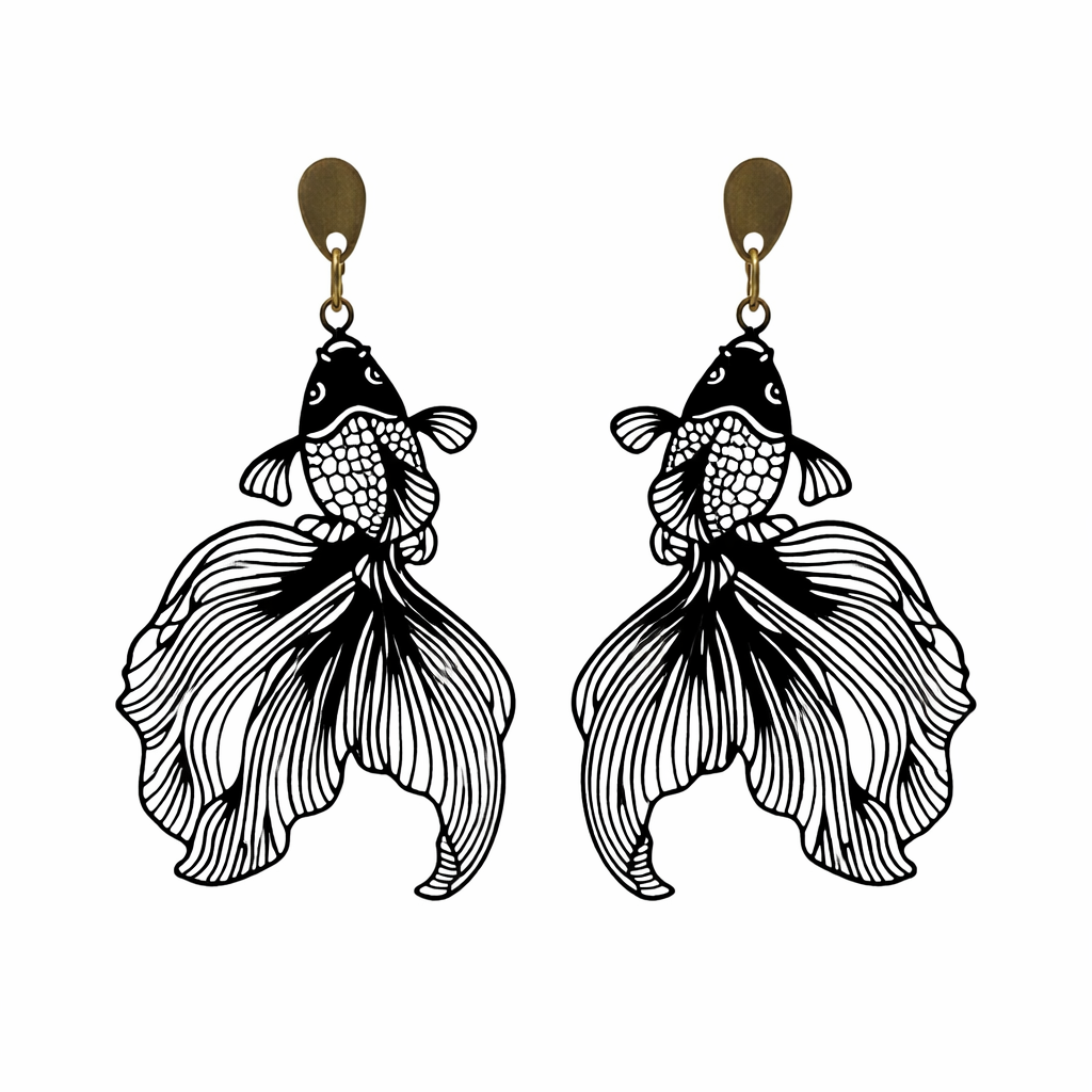 Boucles d'oreilles carpes Koï noires