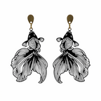 Boucles d'oreilles carpes Koï noires