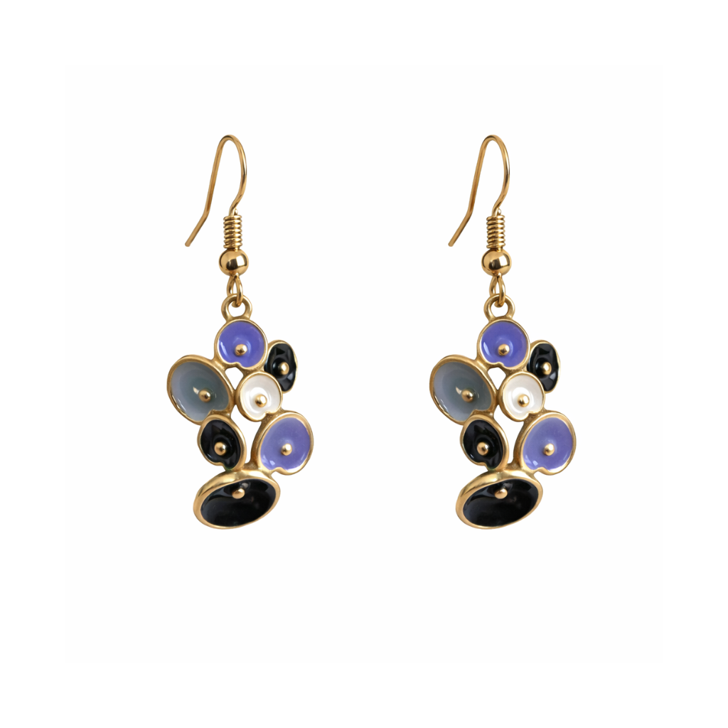 Boucles d'oreilles pendante graphiques ronds bleus
