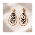 Boucles d'oreilles goutte leopard anneau doré diamanté