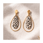 Boucles d'oreilles goutte leopard anneau doré diamanté