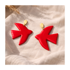 Boucles d'oreilles grands oiseaux rouges