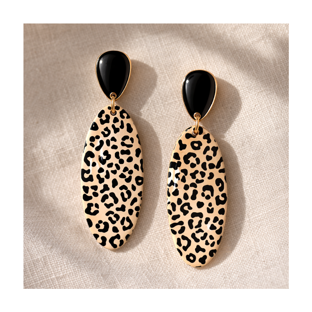 Boucles d'oreilles longues léopard