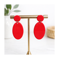 Boucles d'oreilles ovales rouges aux textures rayées