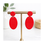 Boucles d'oreilles ovales rouges aux textures rayées