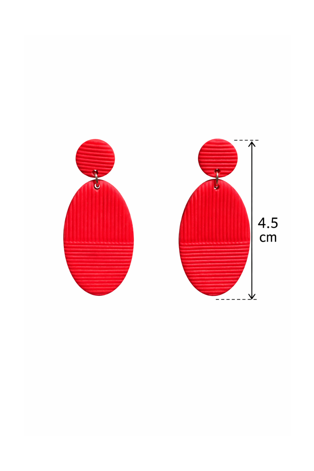 Boucles d'oreilles ovales rouges aux textures rayées