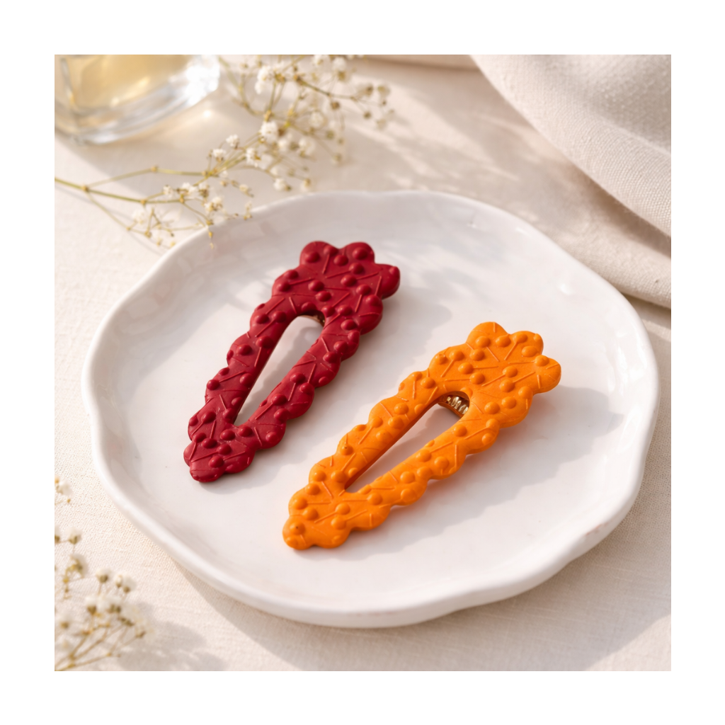 Barrettes rouge ou orange