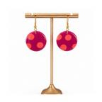 Boucles d'oreilles rondes avec gros pois corail