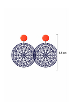 Boucles d'oreilles bleu marine rondes dentelées