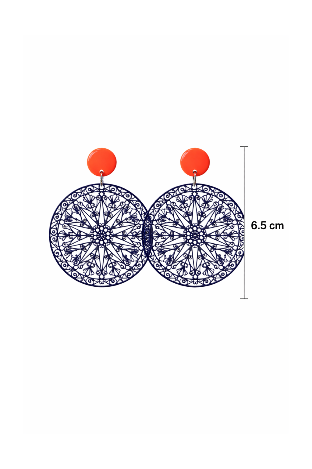 Boucles d'oreilles bleu marine rondes dentelées