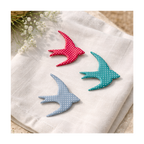 Broche hirondelle 3 couleurs à pois blancs