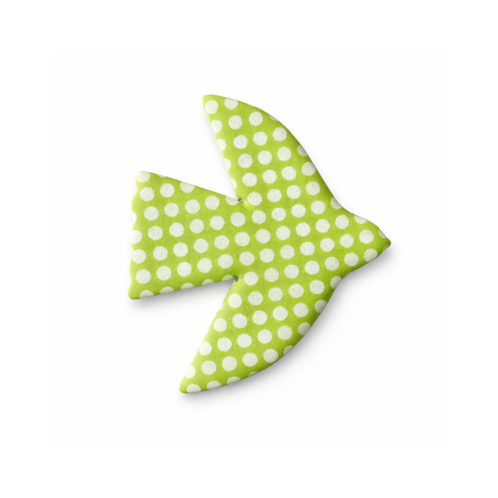 Broche oiseau Matisse verte à pois