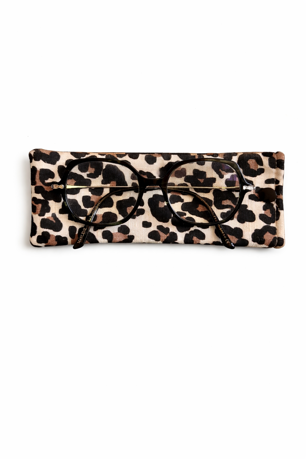 Étui à lunettes tissu lin leopard