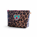 Trousse de toilette leopard patch oeil dans coeur