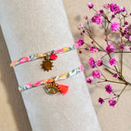 Bracelet en cordons Liberty fluo