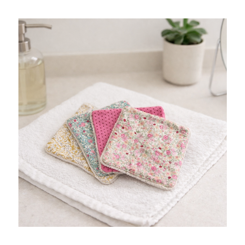 Lot de 4 lingettes démaquillantes fleurs