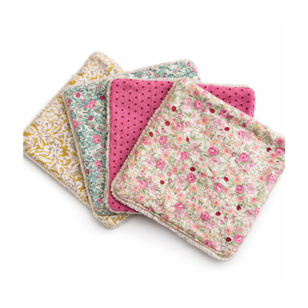 Lot de 4 lingettes démaquillantes fleurs