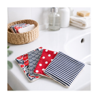Lot de 4 lingettes démaquillantes rouges et bleues