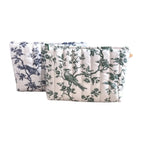 Trousse de toilette toile de Jouy bleu ou vert