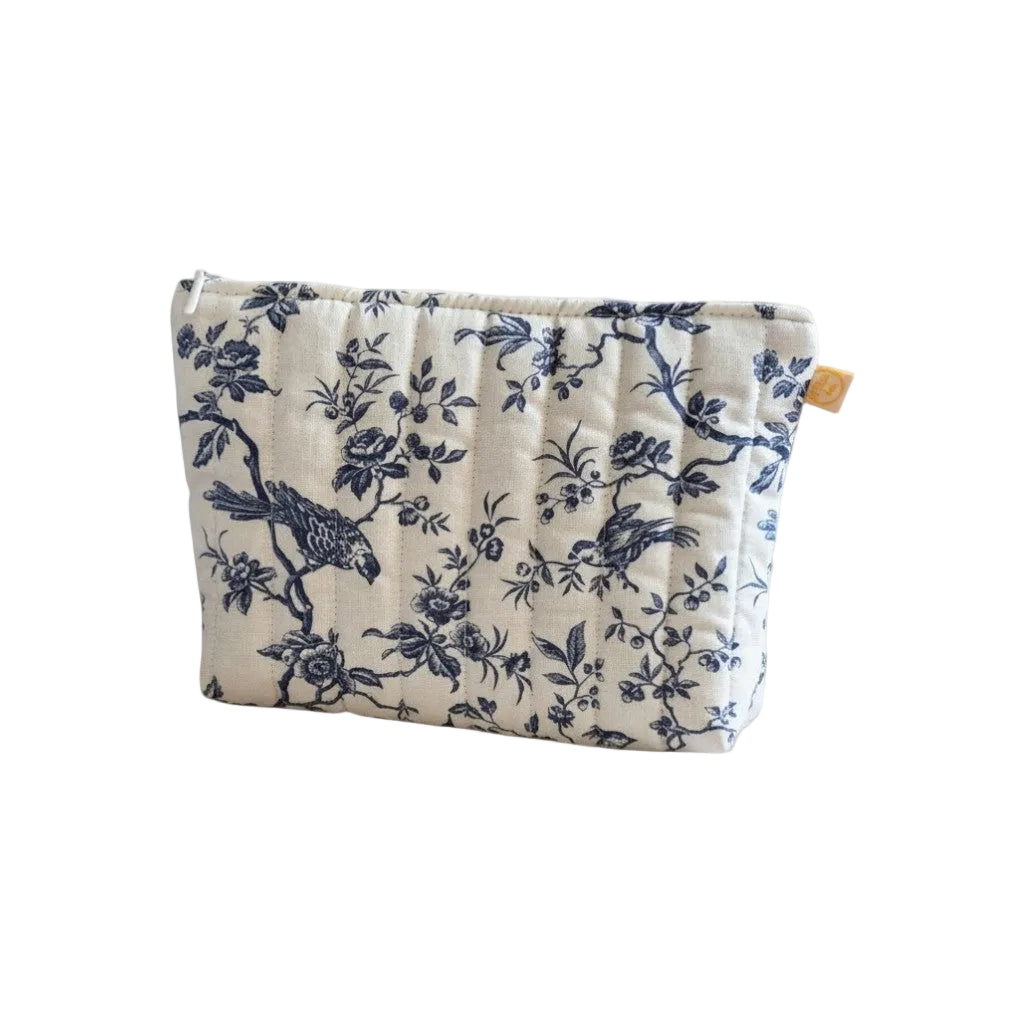 Trousse de toilette toile de Jouy bleu ou vert