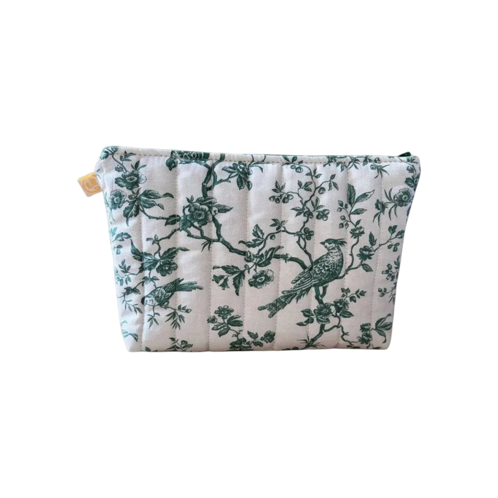Trousse de toilette toile de Jouy bleu ou vert