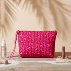 Trousse de toilette leopard rose et orange fluo