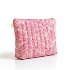 Trousse de toilette double gaze fleurs rose fluo