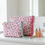 Trousse de toilette double gaze leopard blanc et rose