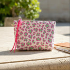 Trousse de toilette double gaze leopard blanc et rose