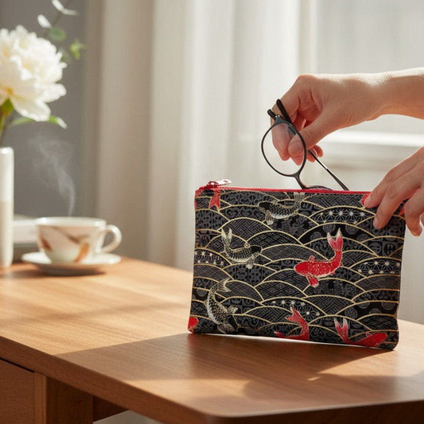 Trousse tissu japonais carpes