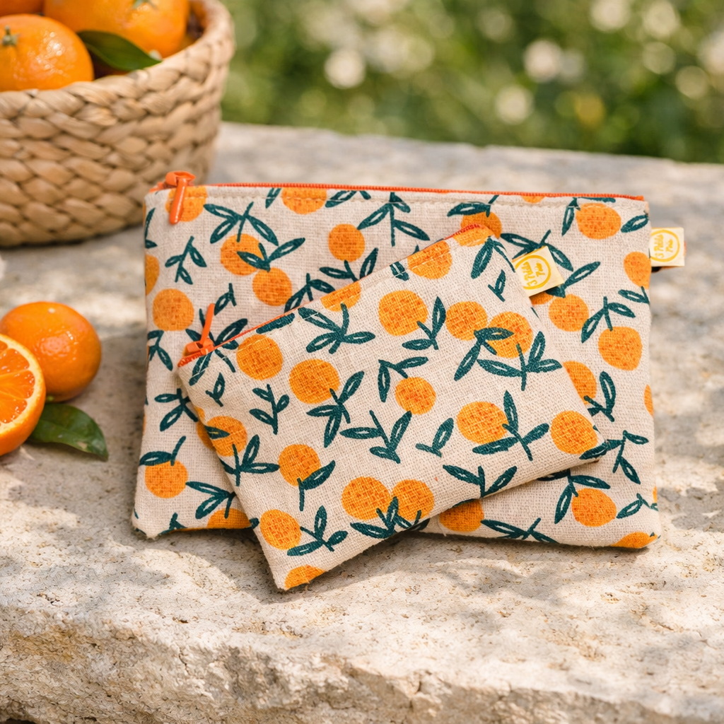 Trousse lin et oranges