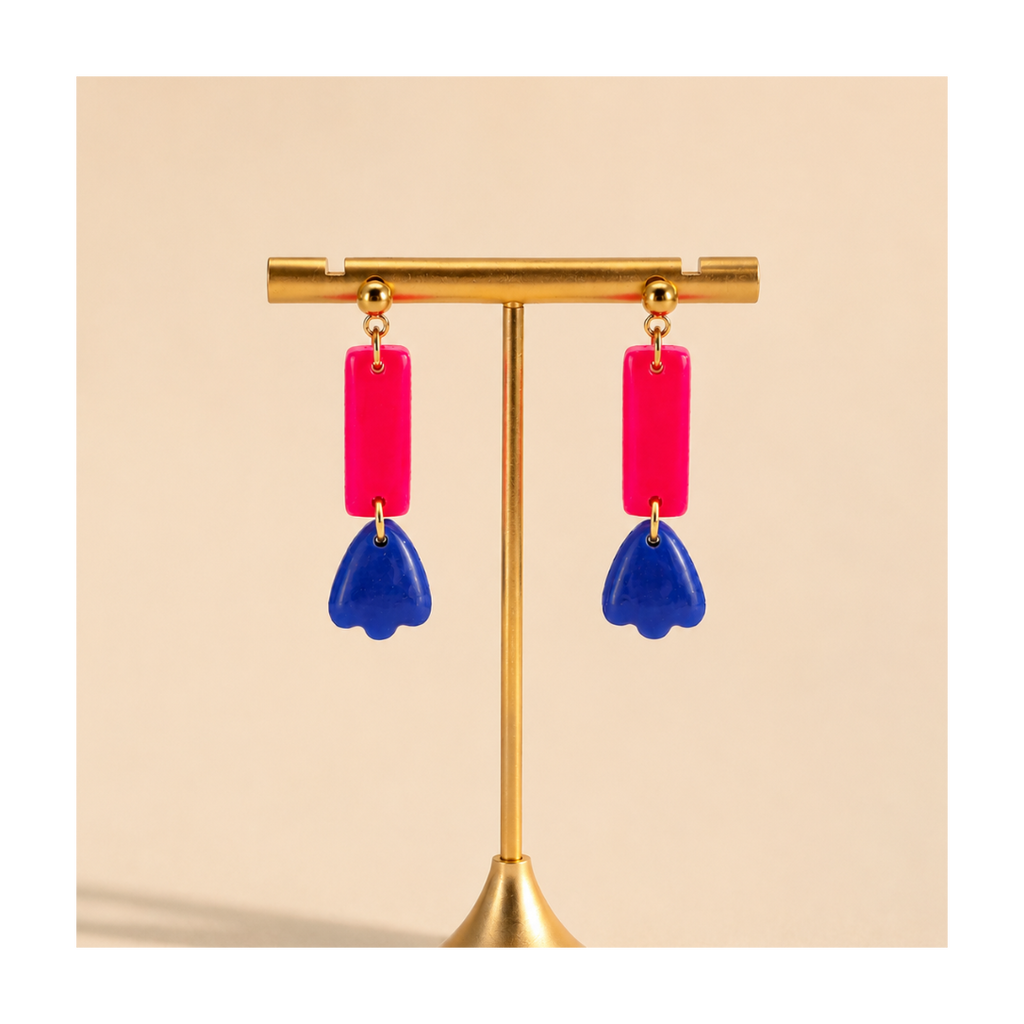 Boucles d'oreilles longues tulipes bleue ou corail