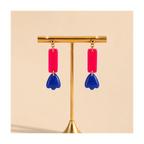 Boucles d'oreilles longues tulipes bleue ou corail
