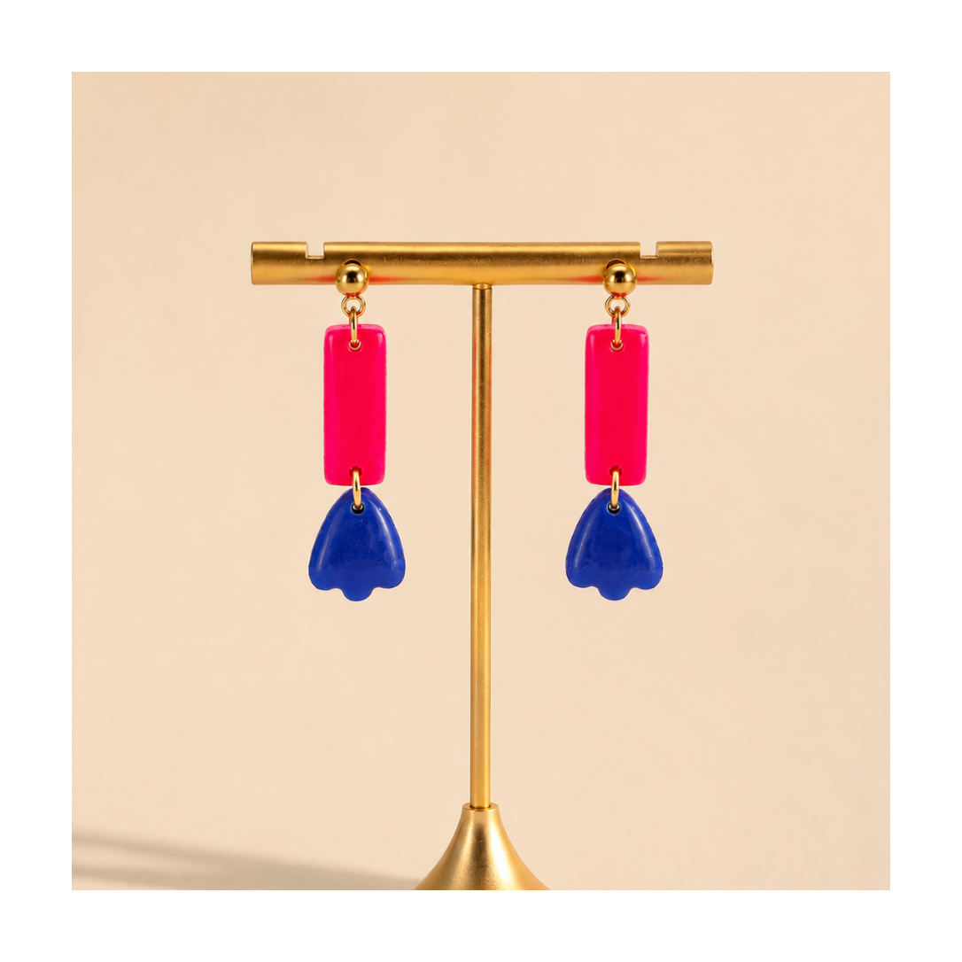 Boucles d'oreilles longues tulipes bleue ou corail