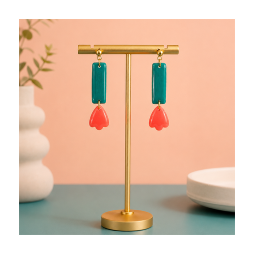 Boucles d'oreilles longues tulipes bleue ou corail