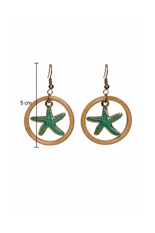 Boucles d'oreilles étoiles de mer et anneau