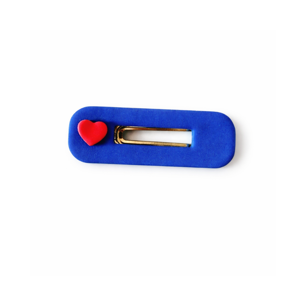 Barrettes bleues avec petit coeur