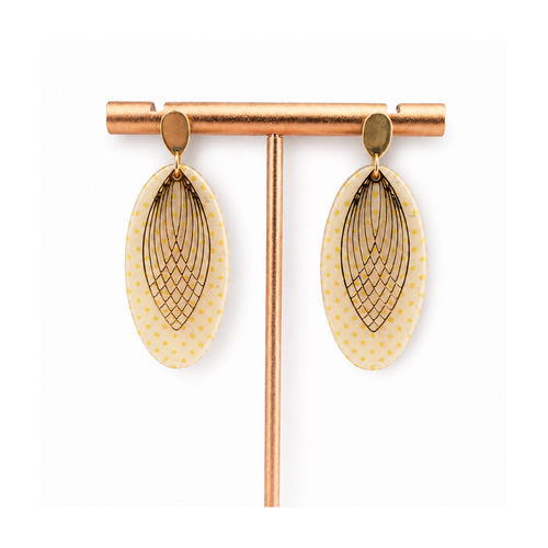 Boucles d'oreilles galets à pois et apprêt art déco