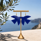 Boucles d'oreilles grands oiseaux bleus vernis