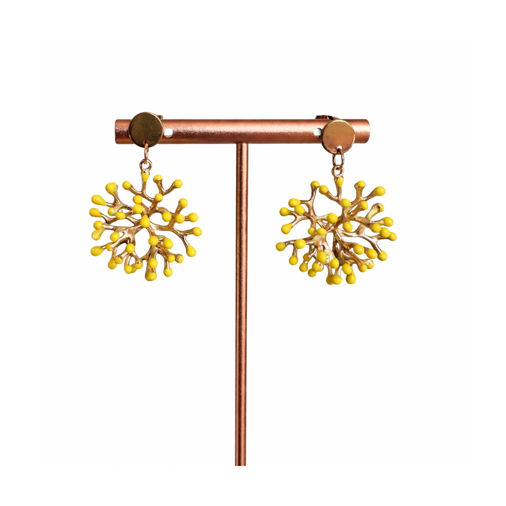 Boucles d'oreilles pendante graphiques jaunes