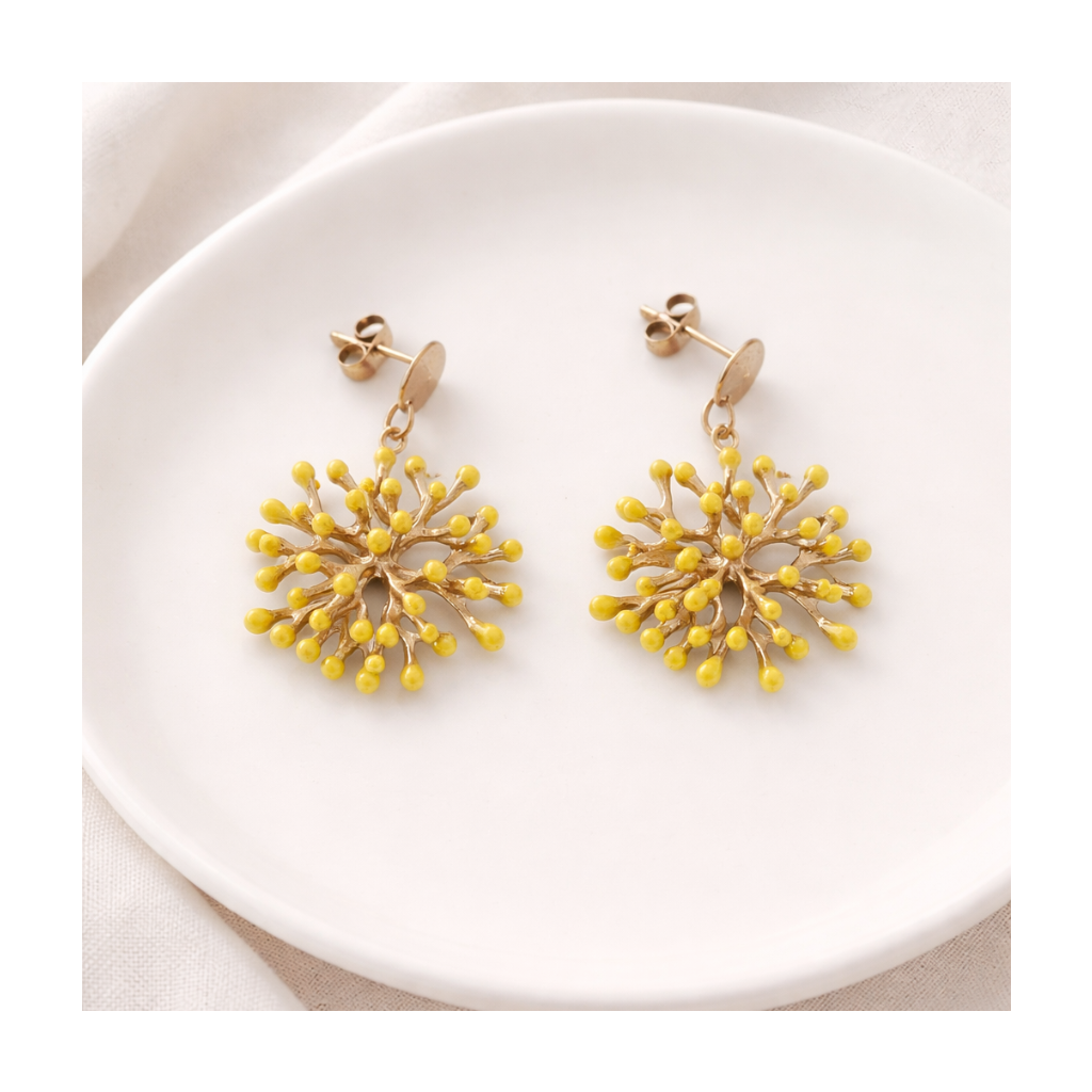 Boucles d'oreilles pendante graphiques jaunes