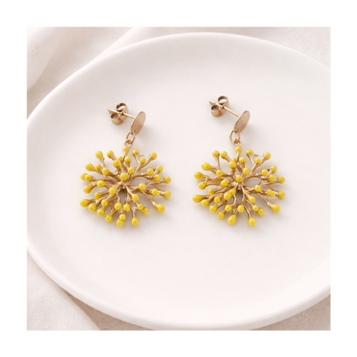 Boucles d'oreilles pendante graphiques jaunes