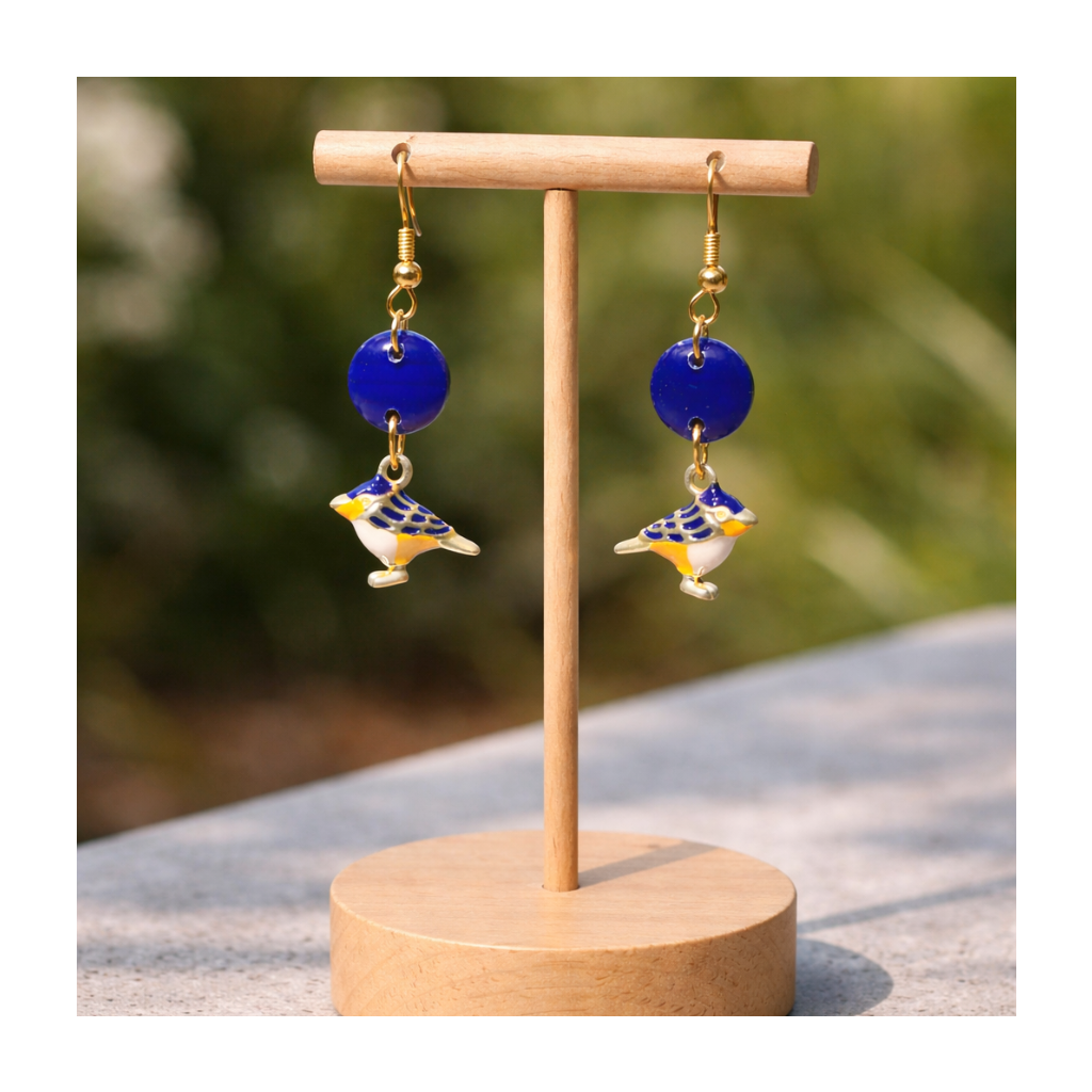 Boucles d'oreilles oiseaux bleus