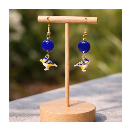 Boucles d'oreilles oiseaux bleus