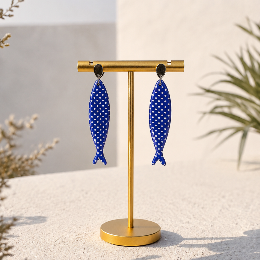 Boucles d'oreilles poissons bleues