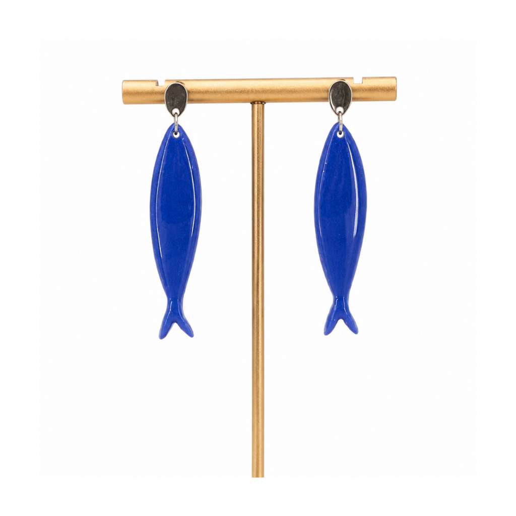 Boucles d'oreilles poissons bleues
