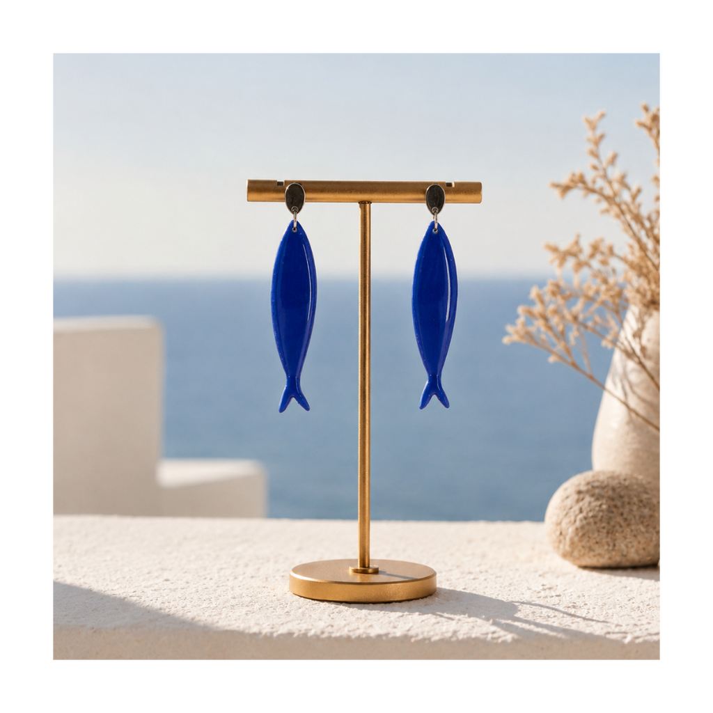 Boucles d'oreilles poissons bleues
